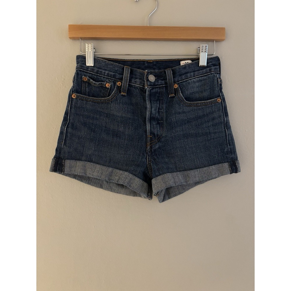Levis 501 Denim Shorts Womens 25 White Oak Cone Cuffed Preppy Cottagecore - Picture 1 of 10